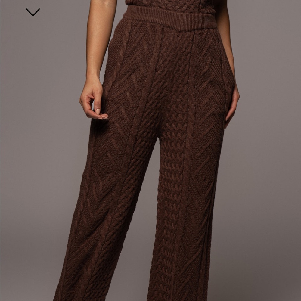 COPY - JLUXLABEL oversized cable knit pants brown